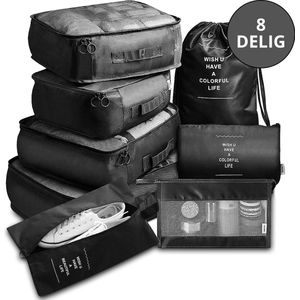 Packing Cubes 8-Delig - Koffer Organizer Set - Bagage Organizers - Tasorganizers - Backpack Organizer - Compression Cube - Travel Backpack Organizer - Kleding Organizer Set Voor Koffer en Backpack - Packing Cubes Backpack - Compression