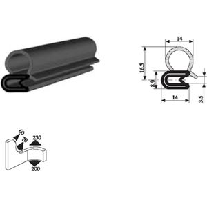 VRR - U-profiel - Klemprofiel rubber - randbescherming 1-3 mm met kraal 001 - Per 5,10 of 50 meter