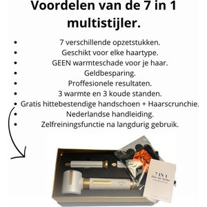 RealThings4You 7in1 Multistijler Wit - heteluchtborstel - geen hitte beschadiging - 7 verschillende opzetstukken - krulborstel - multistyler in één - GRATIS hittebestendige handschoen + Haarscruncie