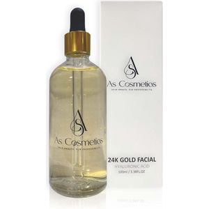 AS Cosmetics - 24k Gold Serum Hyaluronic - 100ML - NEW - Zeer grote formaat - Vegan - Dierproefvrij - Cadeautip