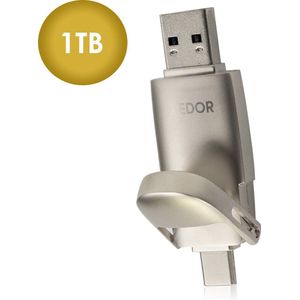 Xedor® USB Stick 1 TB - USB C en USB A 3.2 Gen 2 - Download 520 mb/s - Geschikt voor Iphone 15 (Pro) en Android