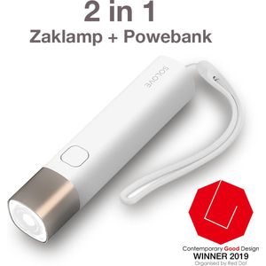 Mode Zaklamp + Powerbank telefoon oplader - Compact past in je handtas - Cadeau - Modieus ontwerp - 2 in 1 USB oplaadbare LED Zaklamp - Wit Kleur