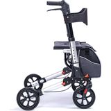 Rovera Mobility® DualFold Easy Rollator - Lichtgewicht - Stijlvol Zilver - Incl. Luxe Rollatortas en Gewatteerde Rugsteun en Zitting