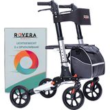 Rovera Mobility® DualFold Easy Rollator - Lichtgewicht - Stijlvol Zilver - Incl. Luxe Rollatortas en Gewatteerde Rugsteun en Zitting