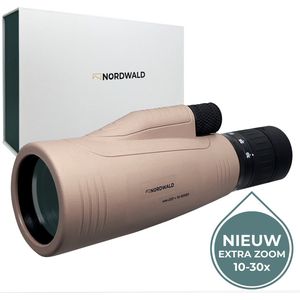 Nordwald® Monokijker - 10-30x50 - Verrekijker - Compact - Beige + Tafelstatief + Smartphonehouder