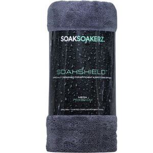 SOAKSHIELD™ MEGA - (70x90 CM) - Professionele Hoog Absorberende Microvezel Detailing Droogdoek - 1350 GSM - Grijs