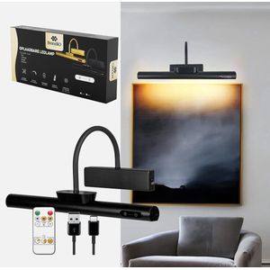BandiO - Schilderijlamp - Oplaadbaar - Zwart - LED - Afstandsbediening
