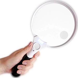 Vergrootglas met Verlichting - Loep met lamp - Vergrootglas voor Volwassen - Loeplamp met LED Verlichting - Leesloep voor Slechtzienden - Wit/Zwart