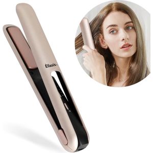 Èllasis® Draadloze stijltang - Hair Straightener - 2 in 1 - Krultang - Draadloos - Mini - Reis - Haar - Taupe