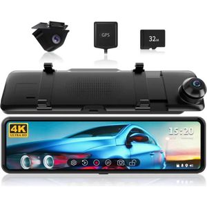 RedTiger T700 Spiegel Dashcam voor auto - Ultra 4K & 1080P - Voor en Achter Camera - WiFi en GPS - 11 Inch met App - Sony Camerasysteem - Nachtzicht - Parkeerbewaking - met Parkeerhulp - G Sensor - Loop opname - Full HD