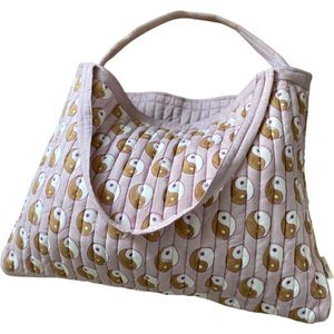 Handgemaakte Yin Yang Lavender (mom) bag | block print tas lila - Unknown Stories