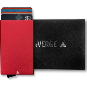 The Verge Pasjeshouder, 8 pasjes, Kaarthouder, Creditcardhouder, Pashouder, RFID beveiliging, Mannen & Vrouwen Portemonnee - Uitschuifbaar, Inc. Luxe Cadeauverpakking (Rood)