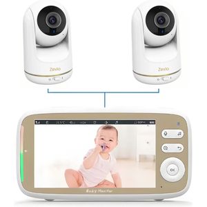 Zevio Babyfoon met Twee Camera's - Baby Monitor - Babyfoon met Camera - 5 Inch HD Scherm - Bestverkocht