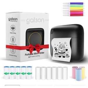 Gatson - Mini Printer - Inclusief 14 Rollen Papier - Draadloos - Pocket Printer - Mobiele Fotoprinter