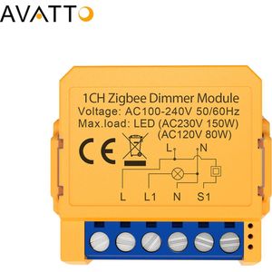 Avatto Zigbee Dimmer module - Universeel - Vloeiend dimmen - Kleinste in de markt - Inbouw achter bestaande schakelaar of bij lamp - Smart dimmer - Nieuw model