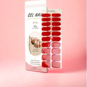 NailGlow - Gel Nagel Wraps - Rood - Gel Nagel Stickers - Nail Wraps - Gel Nail Wraps - Gel Nail Stickers - Nail Art - Nail Foil