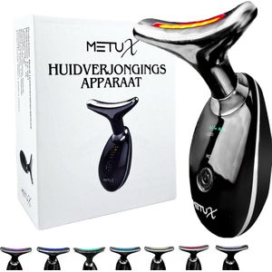 MetuX® Huidverjongingsapparaat – Facelift Apparaat – Huidverjonging – Gezichtsreiniger - Huidverzorging - Huidverjongingsapparaat Gezicht – Rimpel Verwijderaar - Verminderen van Acne, Lijnen, Rimpels - Gezichtsmassage - Nekmassage - 7 LED Technologie