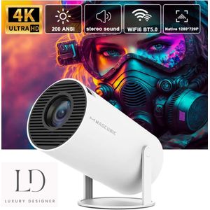 Beamer - WiFi HDMI Bluetooth - 4K Support - 5000 lumen - Android 11 - Mini Projector - Wit