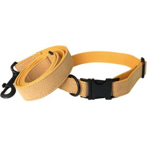 Marble - The Yellow Set - Gele Hondenhalsband met Bijpassende Riem - Medium