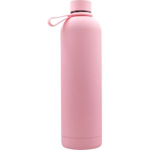 Ecobelle - Thermosfles - 1L - Roestvrij staal - Houdt Drankjes 12 Uur Lang Koud en Warm - Cadeau - Matte Rose Radiance