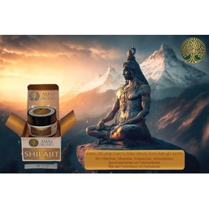 AMAS ORGANICS | 100 % PURE HIMALAYAN SHILAJIT RESIN | 50 G | ORGANIC & VEGAN | 80,64% FULVINEZUUR | EUROFINS ANALYSE CERTIFICAAT AR-25-IR-021574-01