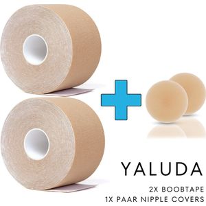 Yaluda® 5CM Boob Tape DeLuxe + Herbruikbare Nipple Covers - Boobtape - Tepelcovers - Fashion BH Dress Borst - 2 STUKS