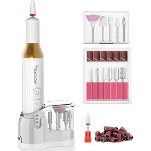 Eraglow® Elektrische nagelvijl – Draadloze nagelfrees – Nagelvijl - Manicure & Pedicureapparaat- Manicure set - Elektrische nagelfrees – Professionele nagelverzorging – 12 bitjes - bitje voor verwijderen van acryl- en gelnagels – met Luxe Reisetui