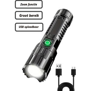 Zaklamp - USB oplaadbaar - LED -Zoom functie - Sterk licht