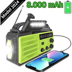 Noodradio Solar Opwindbaar - 12.000 mAh - Model 2024 - Radio op Batterijen - Noodpakket - Solar Powerbank - Zaklamp - Noodrantsoen - Powerbank Zonneenergie - Noodradio Opwindbaar -