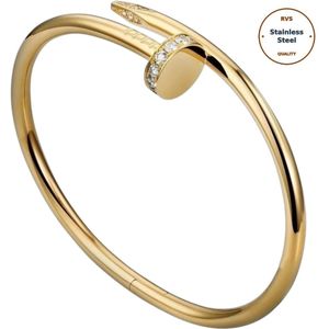 Janix - Goudkleurige Armband - Spijker Bangle - Roestvrijstaal - Waterbestendig