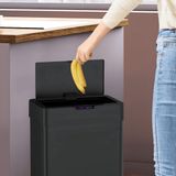 Five Stars® Prullenbak - 60 Liter - RVS - Zwart - Sensor