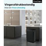 Five Stars® Prullenbak - 60 Liter - RVS - Zwart - Sensor