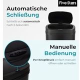 Five Stars - Prullenbak - 60 Liter - RVS - Soft Close Deksel - Zwart