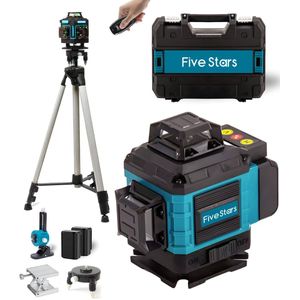 Five Stars - Kruislijnlaser - Groene Laser - Zelfnivellerend - Compleet Met Statief