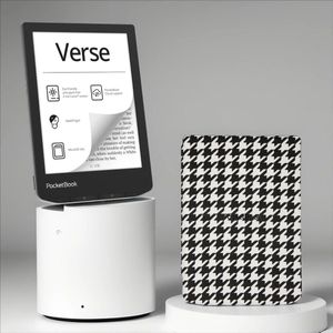 PocketBook Verse Mist Grey + Zwart/wit geruit PocketBook hoesje