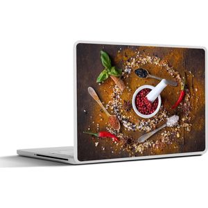 Laptop sticker - 10.1 inch - Vijzel - Kruiden - Lepels - Specerijen - Bruin - Peper - 25x18cm - Laptopstickers - Laptop skin - Cover