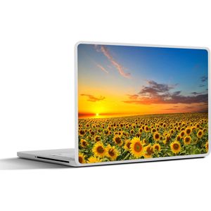 Laptop sticker - 12.3 inch - Bloemen - Zonnebloem - Zonsondergang - Nacht - Oranje - 30x22cm - Laptopstickers - Laptop skin - Cover