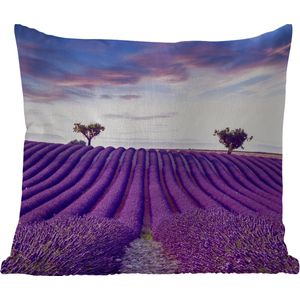 Buitenkussen Weerbestendig - Lavendel - Natuur - Paars - Bomen - Bloemen - 50x50 cm