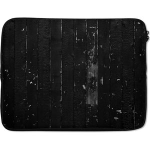 Laptophoes 17 inch - Zwart - Wit - Structuur - Design - Laptop sleeve - Binnenmaat 42,5x30 cm - Zwarte achterkant