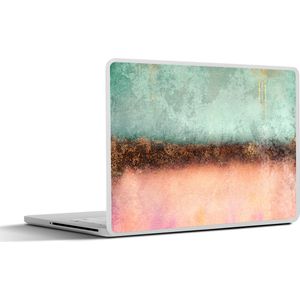 Laptop sticker - 17.3 inch - Goud - Verf - Abstract - Groen - Roze - 40x30cm - Laptopstickers - Laptop skin - Cover