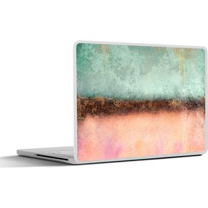 Laptop sticker - 10.1 inch - Goud - Verf - Abstract - Groen - Roze - 25x18cm - Laptopstickers - Laptop skin - Cover