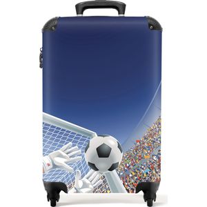 NoBoringSuitcases.com® - Kinderkoffer jongen - Kindertrolley jongens - Voetbal in de kruising - Handbagage koffer lichtgewicht - Reiskoffer trolley kinderen - Rolkoffer met wieltjes - Past binnen 55x40x20 en 55x35x25