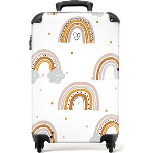 NoBoringSuitcases.com® Koffer Handbagage Suitcase Trolley Carry on Patroon - Regenboog - Stippen - Handbagage koffer 55x35x25cm
