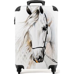 NoBoringSuitcases.com® - Witte koffer - Trolley paard wit - 55x35x25