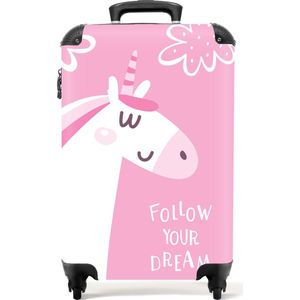 NoBoringSuitcases.com® - Roze koffer - Koffers eenhoorn - 55x35x25
