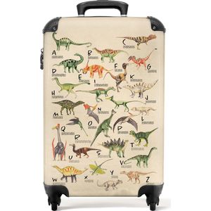 NoBoringSuitcases.com® Koffer Handbagage Suitcase Trolley Carry on Dino - Jongens - Alfabet - Design - 55x35x25cm