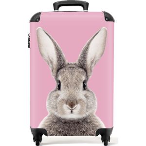 NoBoringSuitcases.com® - Kindertrolley konijn - Roze koffer kinderen - 55x35x25