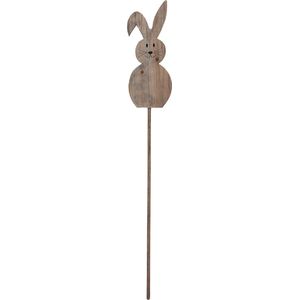 Clayre & Eef Tuinsteker Konijn 100 cm Bruin Hout Tuinprikker