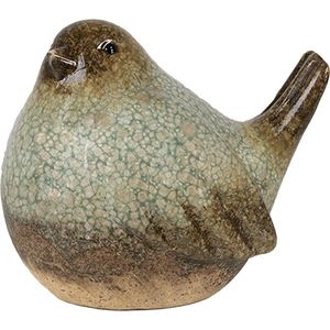 Clayre & Eef Beeld Vogel 14 cm Groen Bruin Keramiek