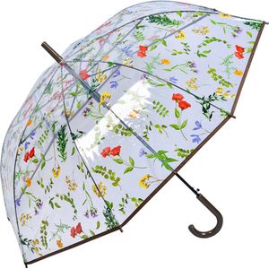 Clayre & Eef Paraplu Volwassenen 60 cm Transparant Kunststof Bladeren